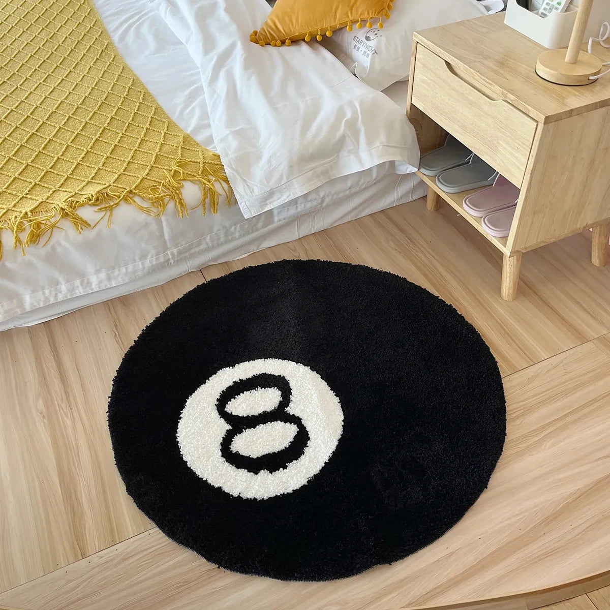 8 Ball Rug Black round Rug Carpet Non-Slip Flocking Floor Area Rug Bath Mat for Living Room Bathroom Decor Room Home Decor