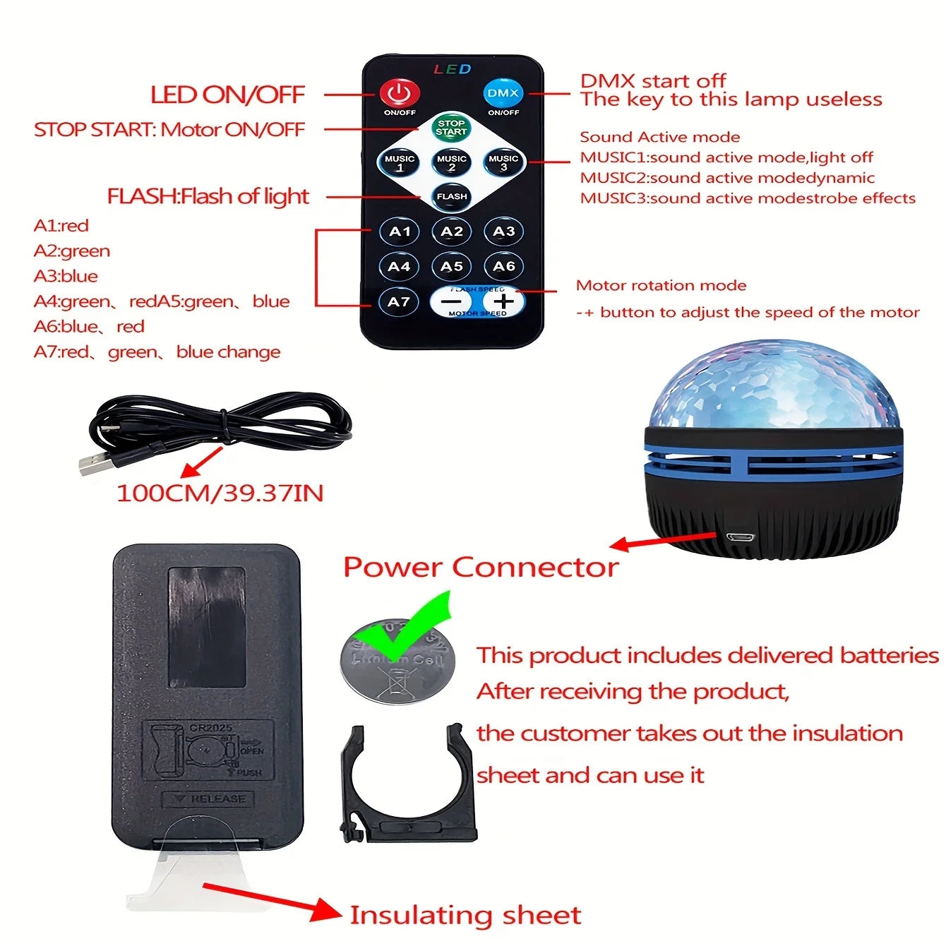 1Pc Starry Projector Light with 7 Color Patterns & Remote Control, Polar Projector Night Light for Bedroom Atmosphere