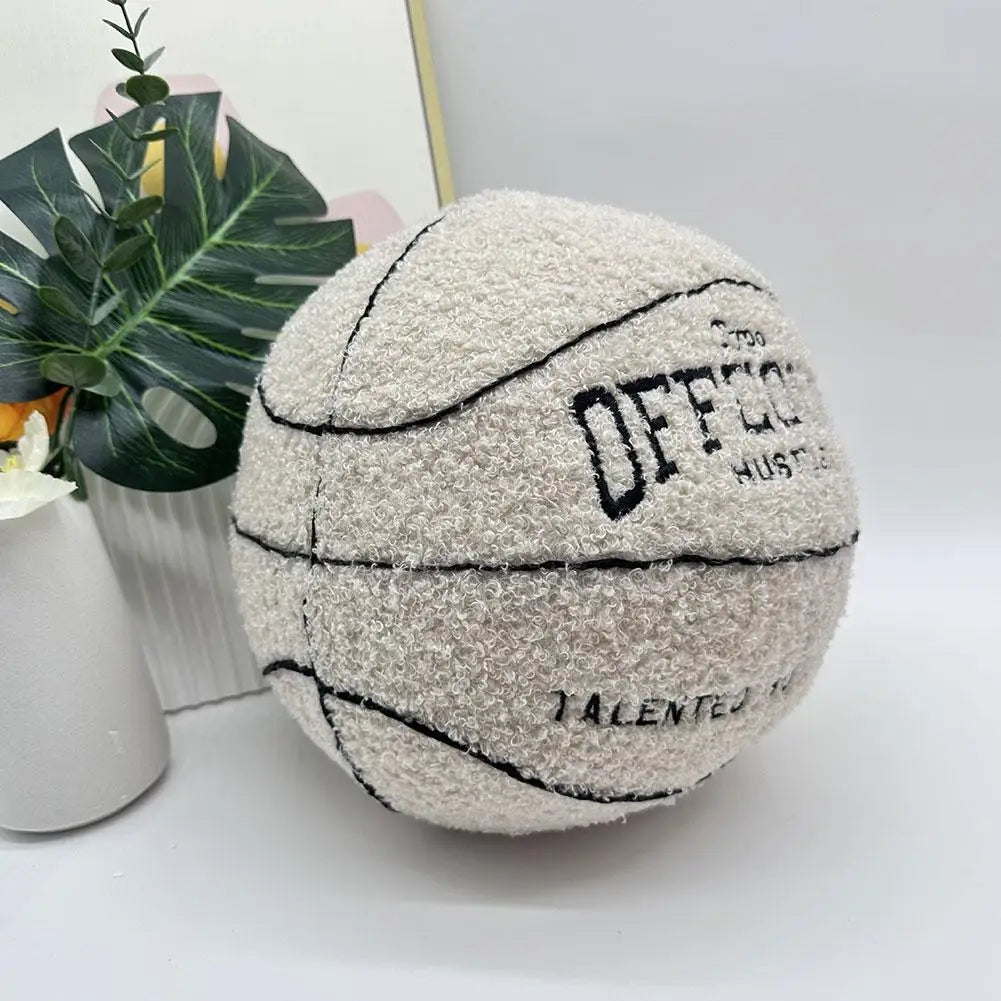 1Pc Basketball Throw Pillow Plush Toy Creative Offcourt Basketball Pillow Gift for Basketball Fans Home Bedroom Ball Doll Pillow
