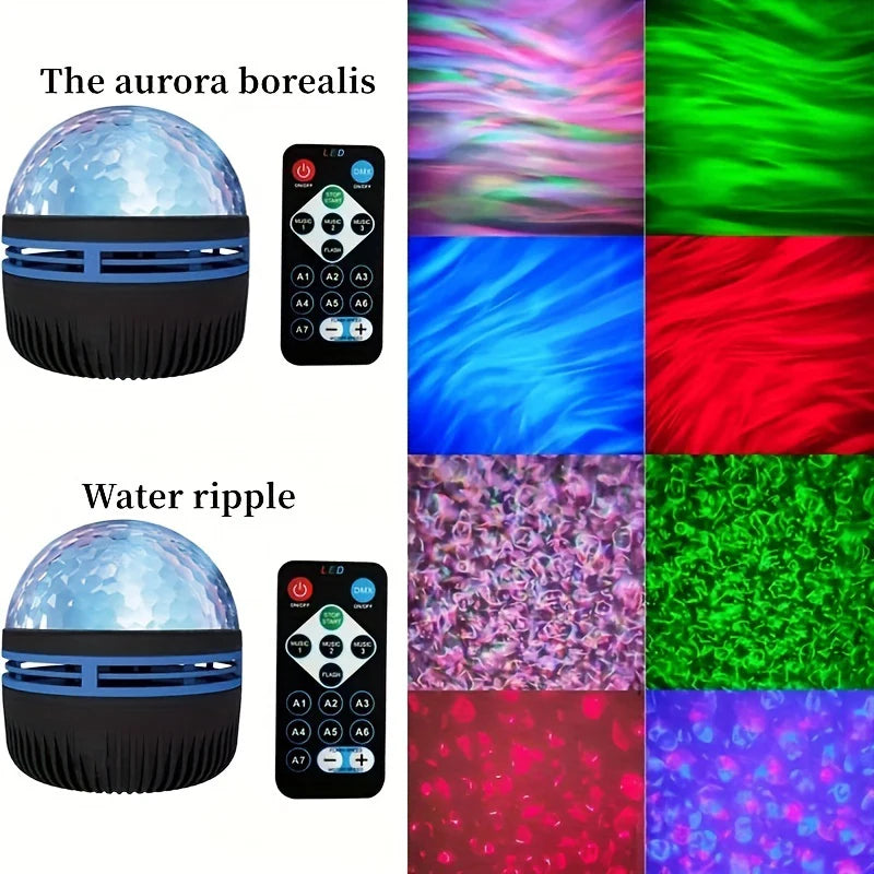 1Pc Starry Projector Light with 7 Color Patterns & Remote Control, Polar Projector Night Light for Bedroom Atmosphere