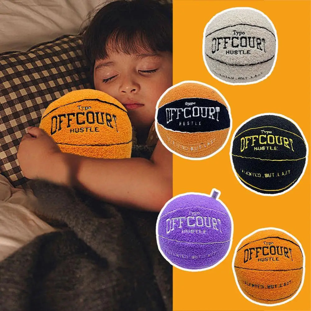 1Pc Basketball Throw Pillow Plush Toy Creative Offcourt Basketball Pillow Gift for Basketball Fans Home Bedroom Ball Doll Pillow